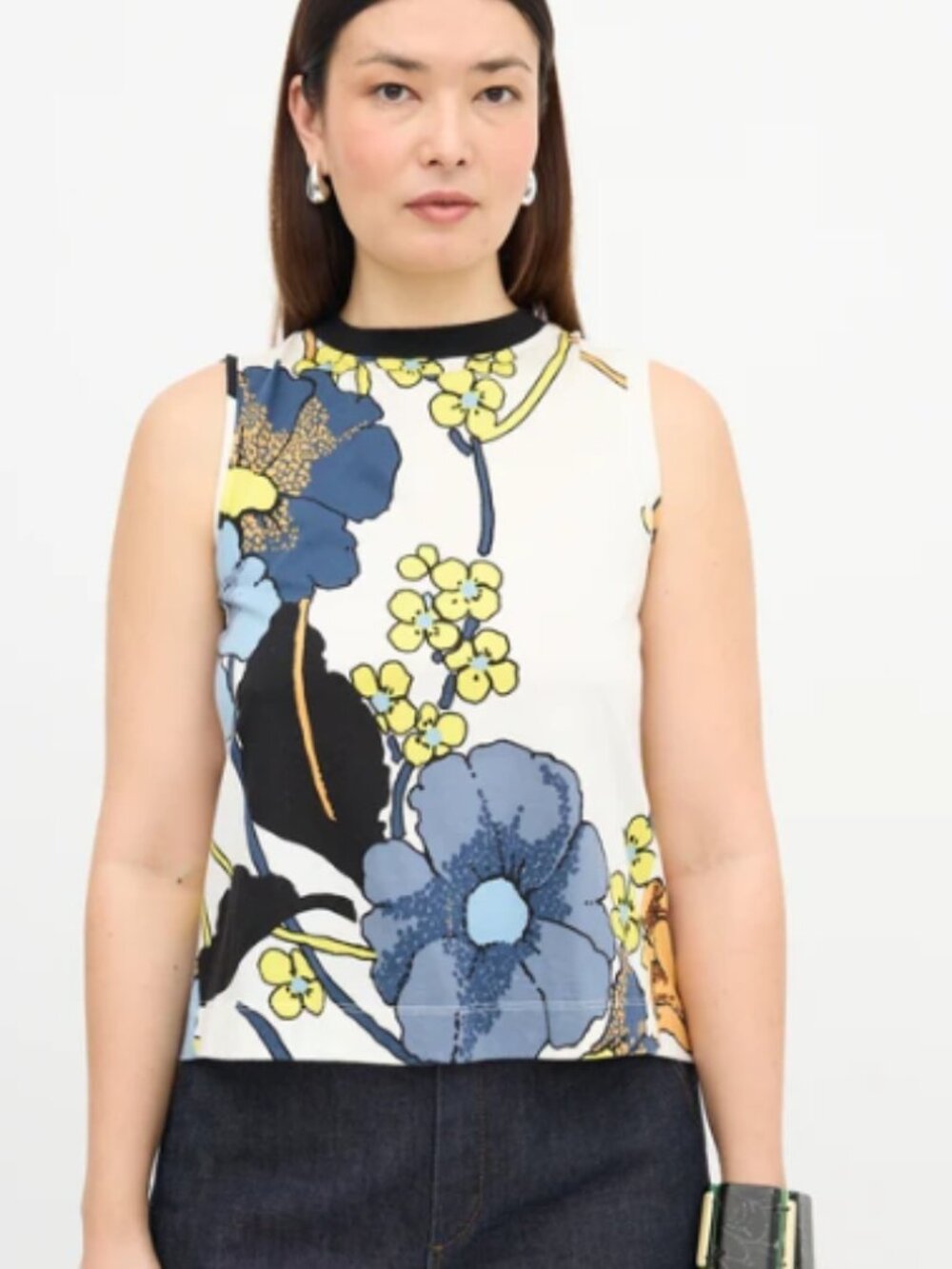 MARNI Floral Boxy Pleated Tank Top. S